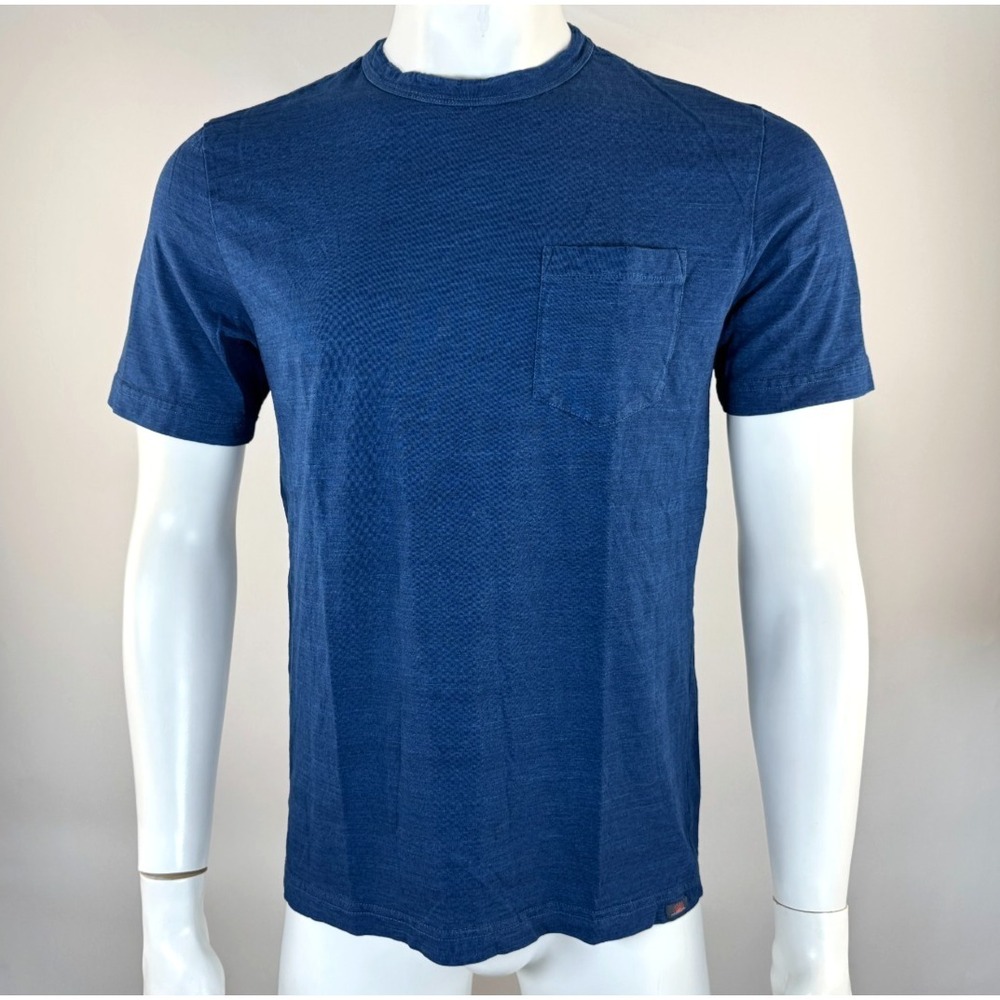 Faherty Short Sleeve Indigo Pocket Tee Shirt Mens M? Organic Cotton Stretch Crew